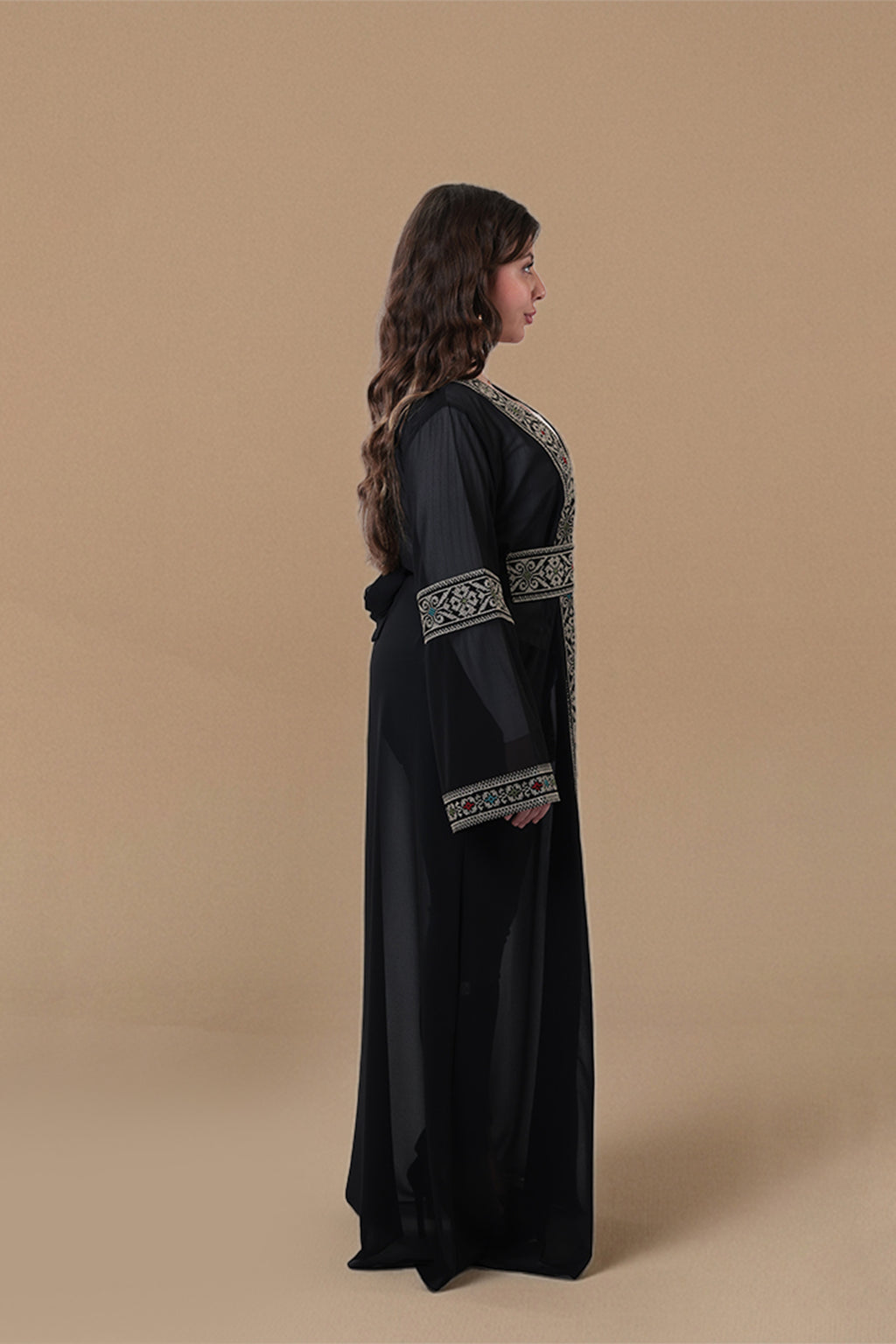 Ishtar — Damascus Rose Tatreez Abaya | Black