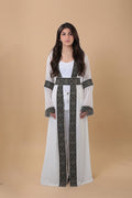 Ishtar — Damascus Rose Tatreez Abaya | White