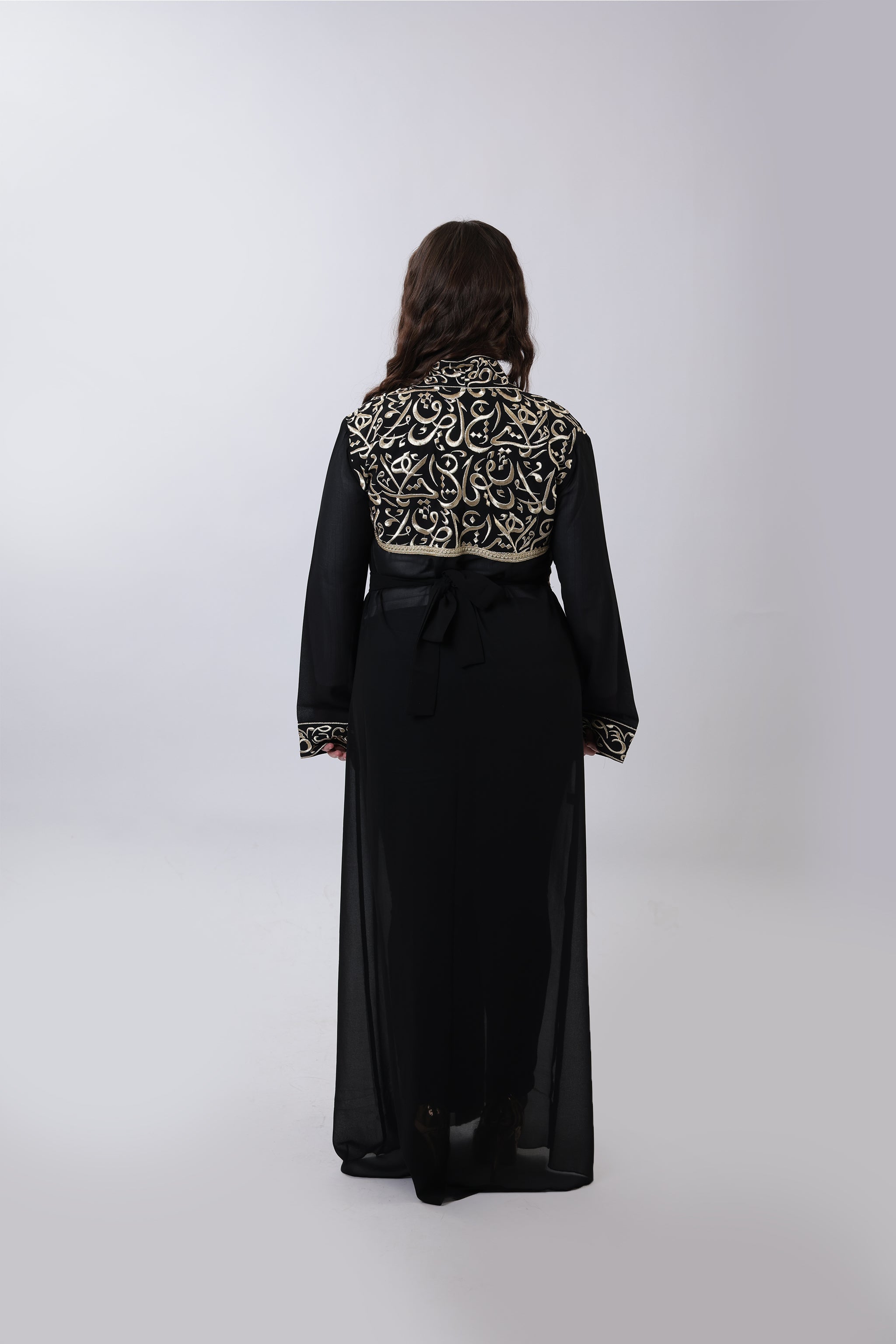 Wallada — Arabic Calligraphy Tatreez Abaya | Black
