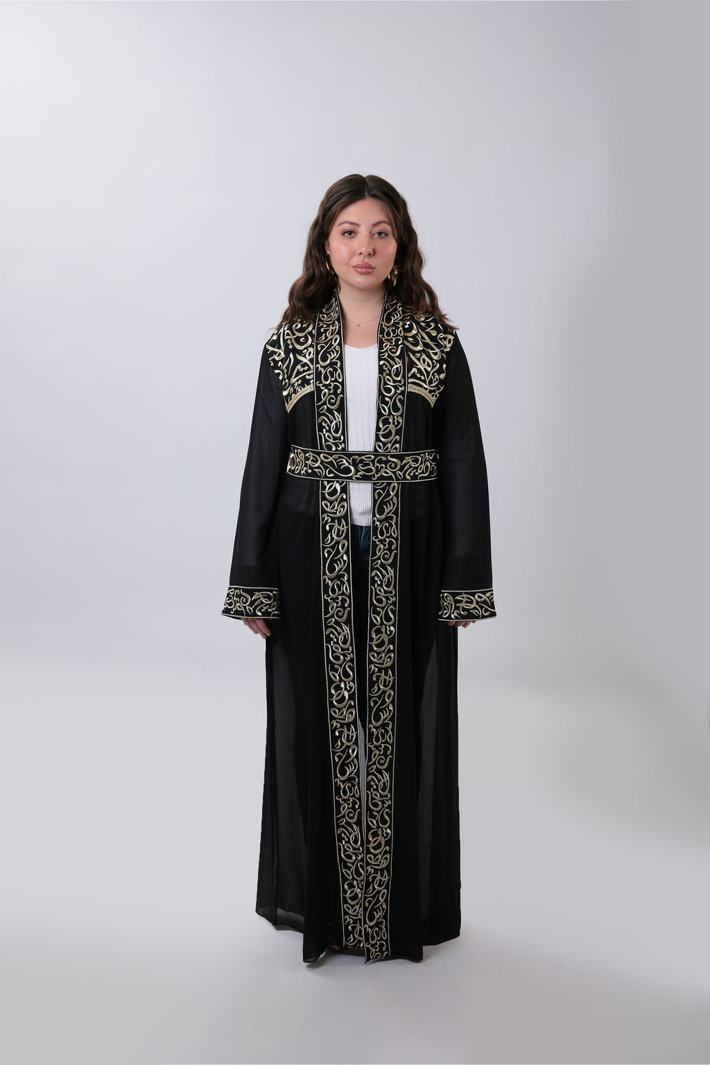 Wallada — Arabic Calligraphy Tatreez Abaya | Black