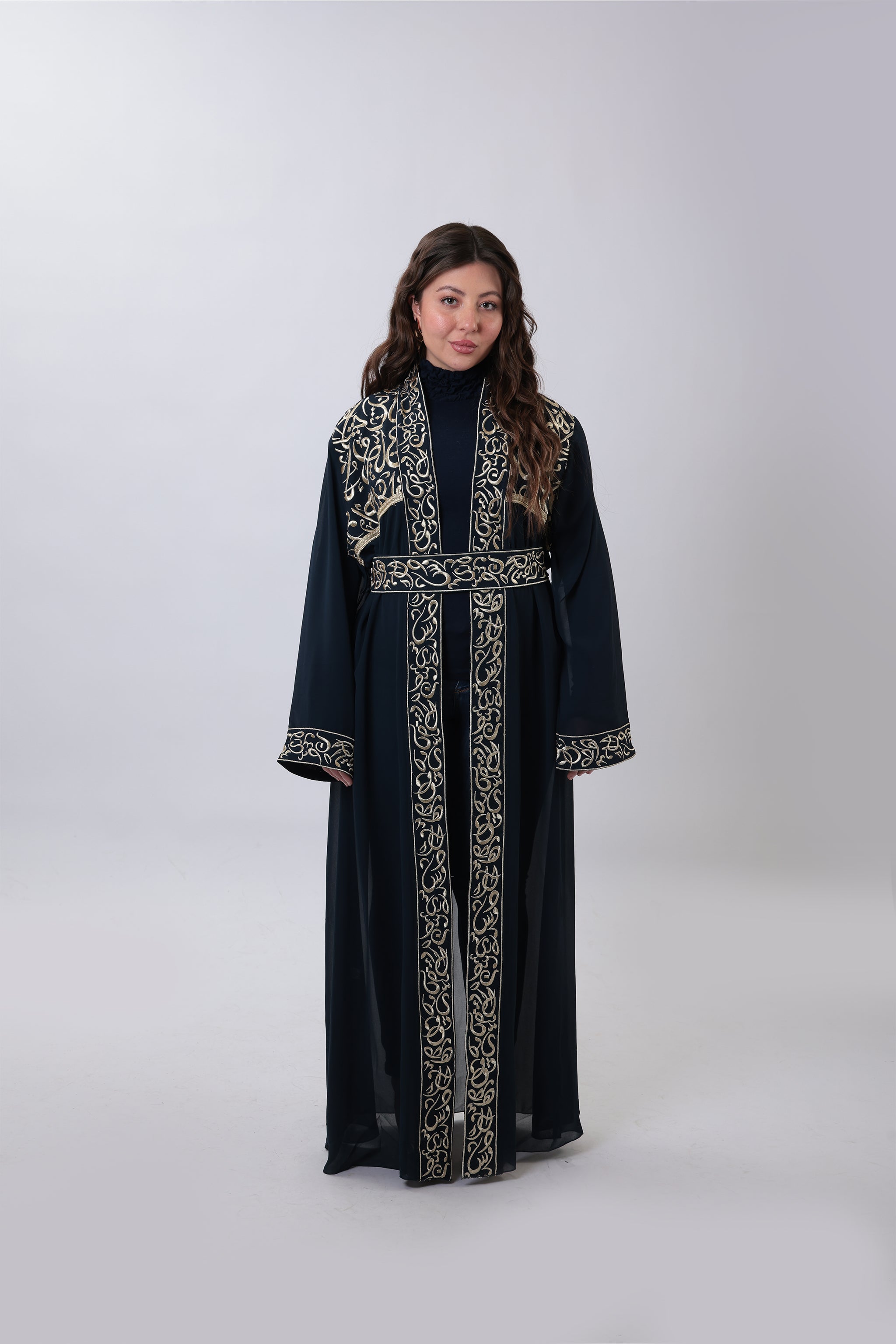 Wallada — Arabic Calligraphy Tatreez Abaya | Navy