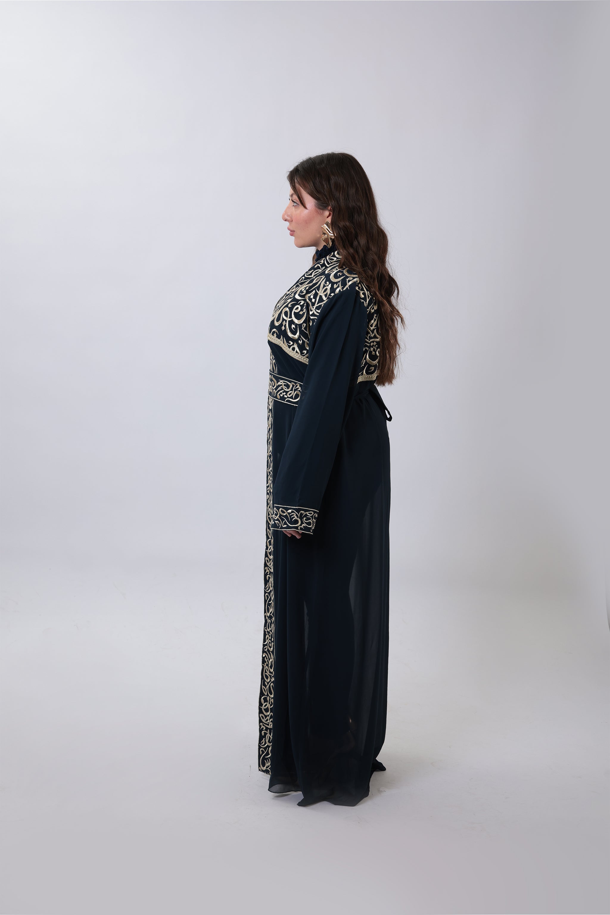Wallada — Arabic Calligraphy Tatreez Abaya | Navy