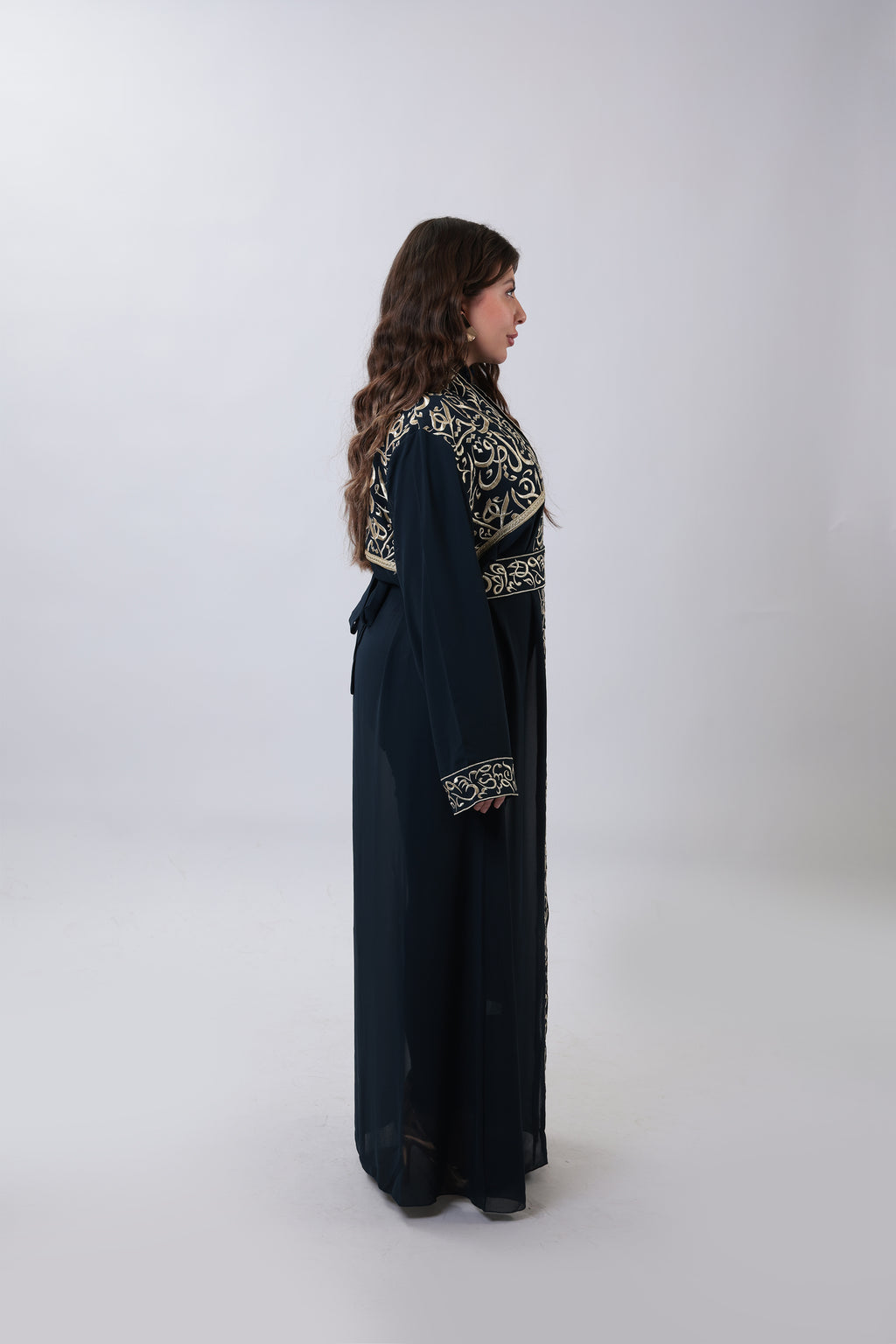 Wallada — Arabic Calligraphy Tatreez Abaya | Navy