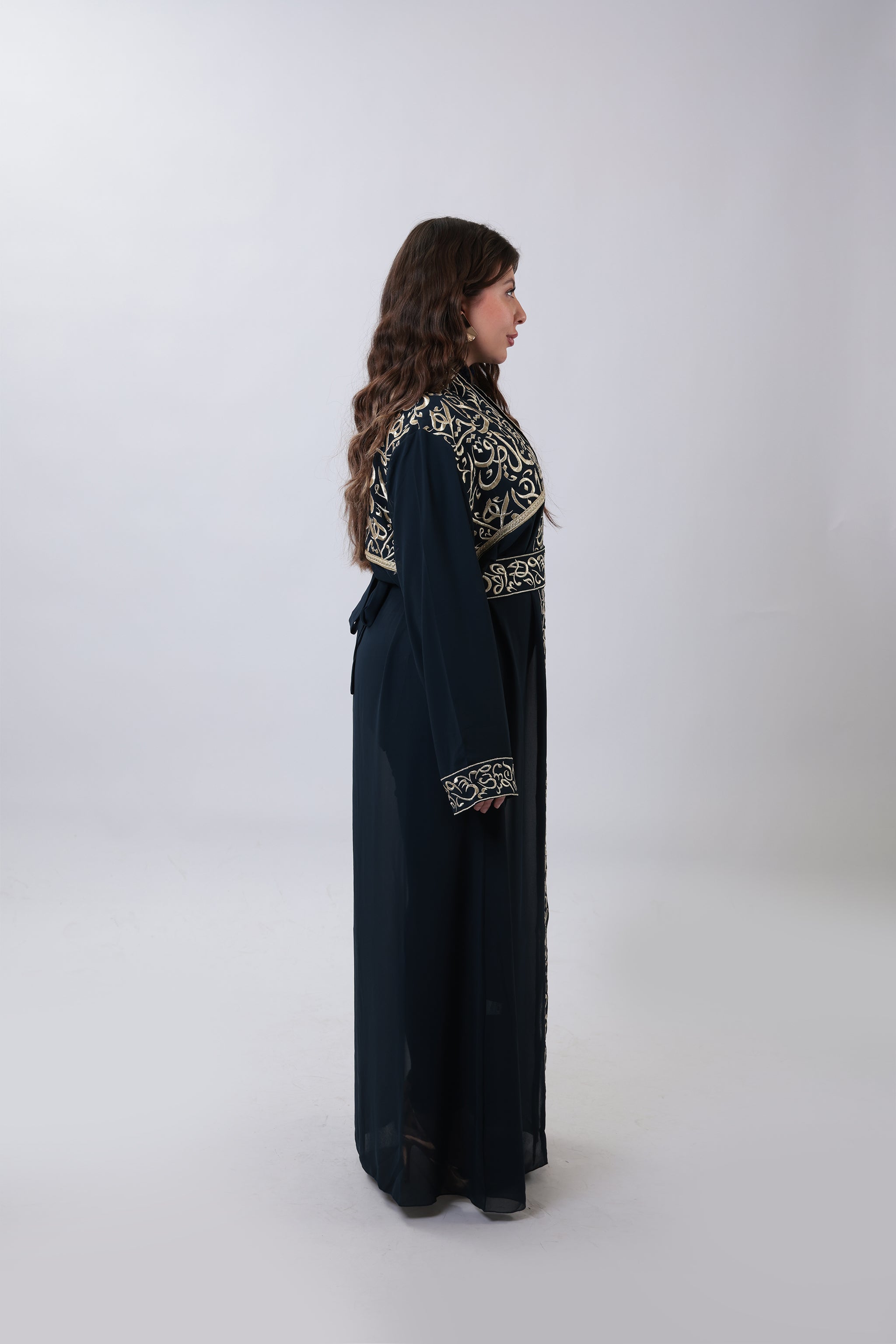 Wallada — Arabic Calligraphy Tatreez Abaya | Navy