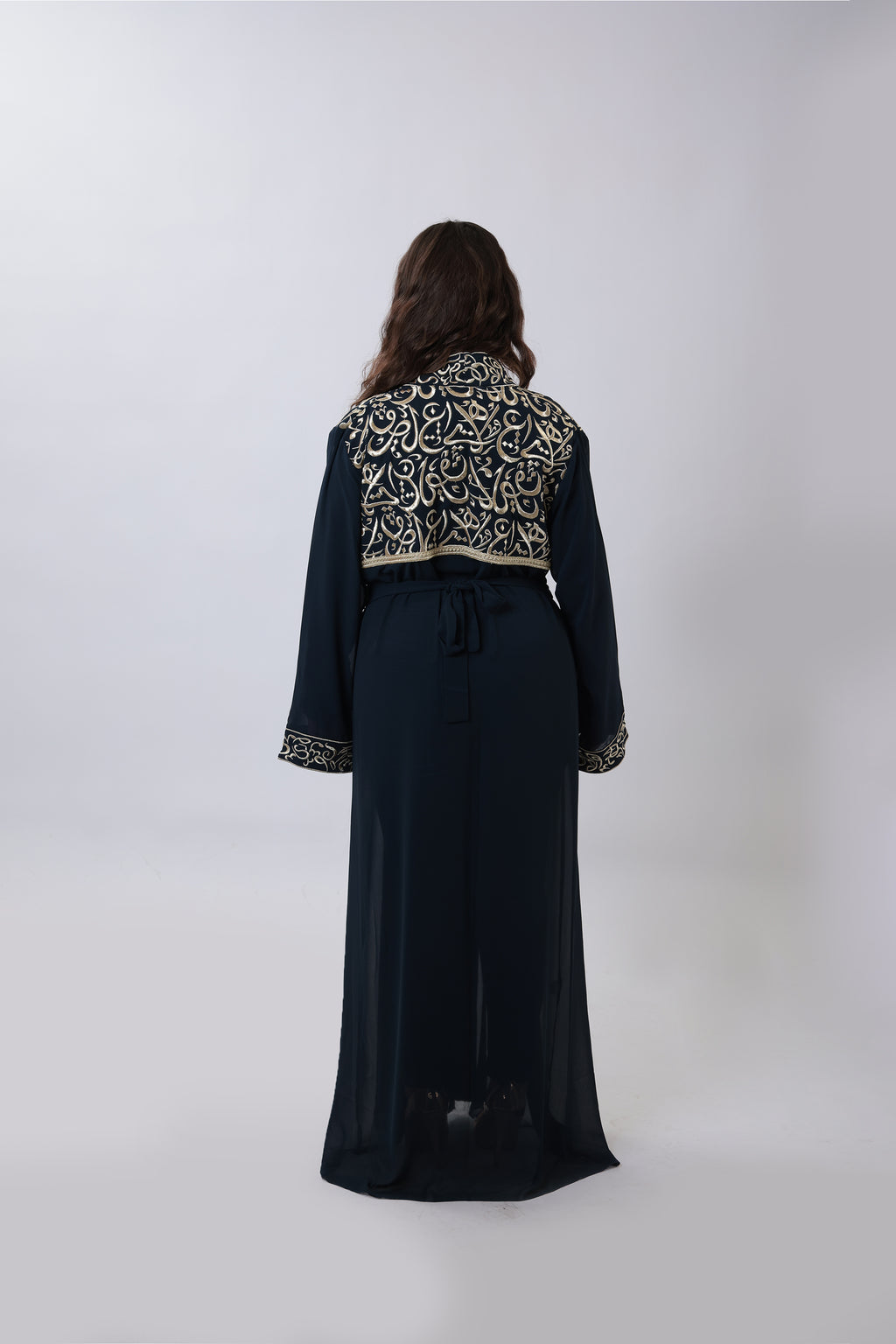 Wallada — Arabic Calligraphy Tatreez Abaya | Navy
