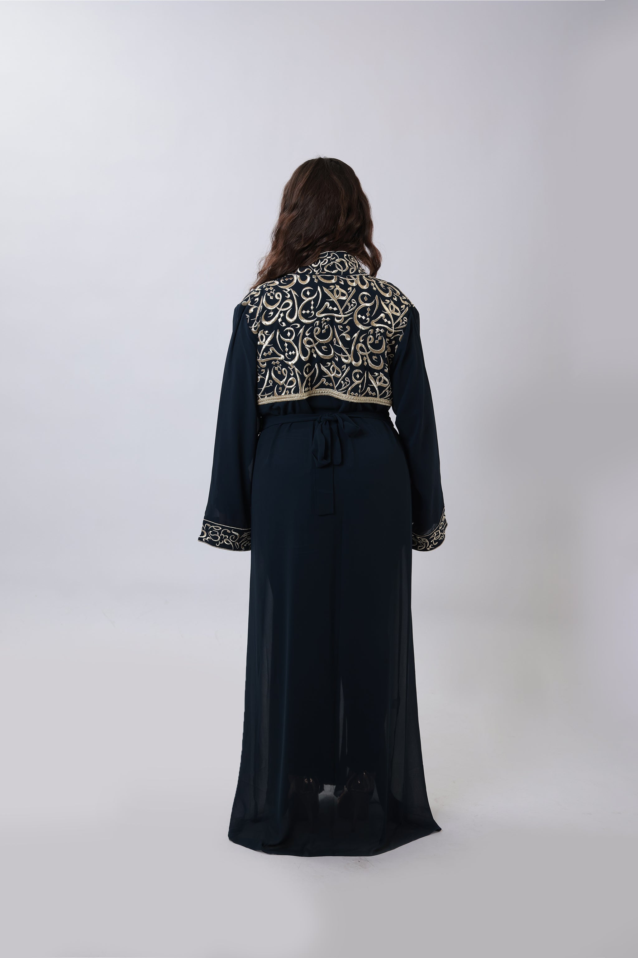 Wallada — Arabic Calligraphy Tatreez Abaya | Navy