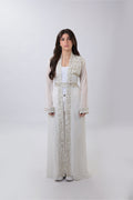 Wallada — Arabic Calligraphy Tatreez Abaya | White