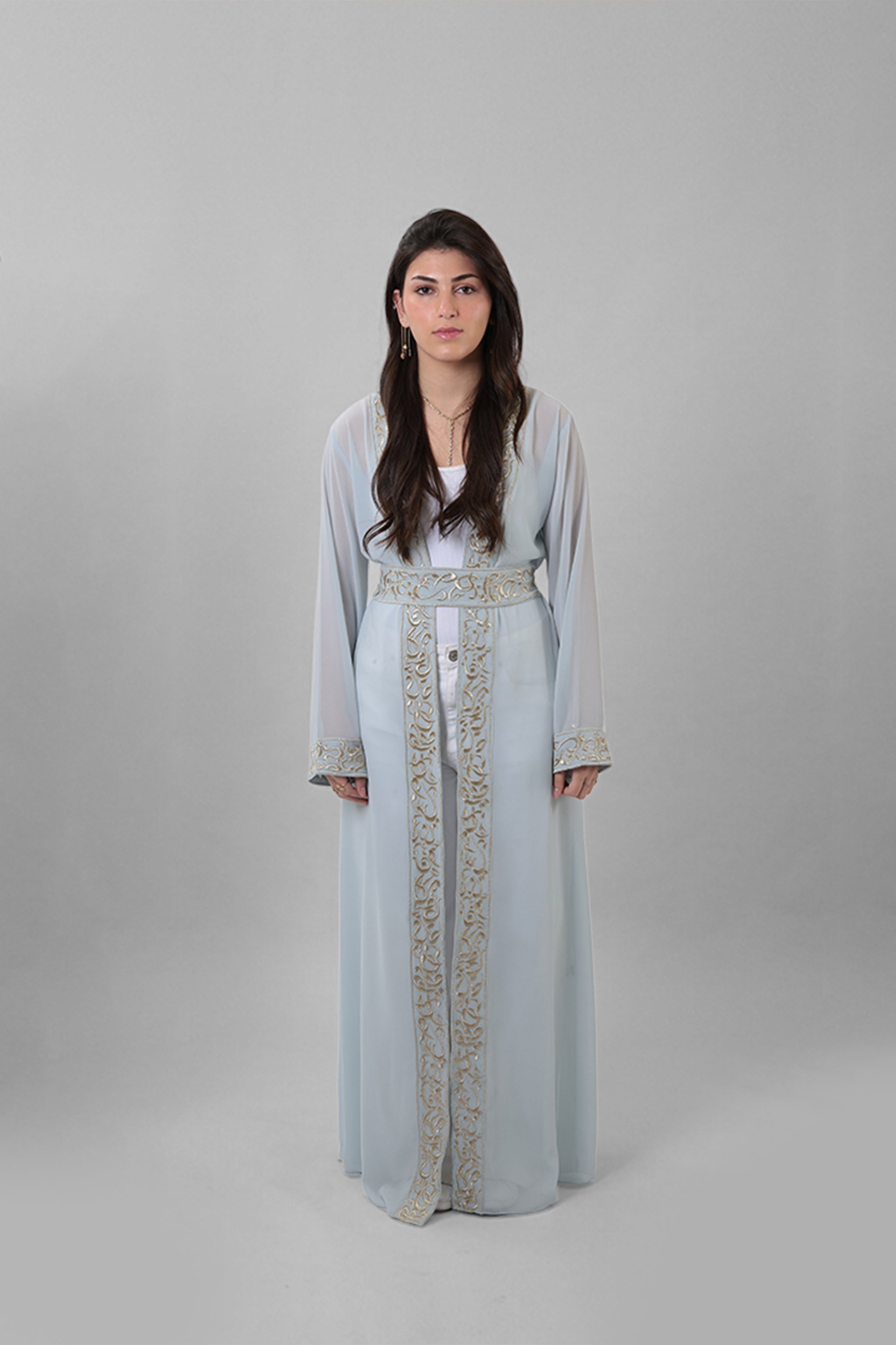 Atikah — Arabic Calligraphy Abaya | Sky-Blue