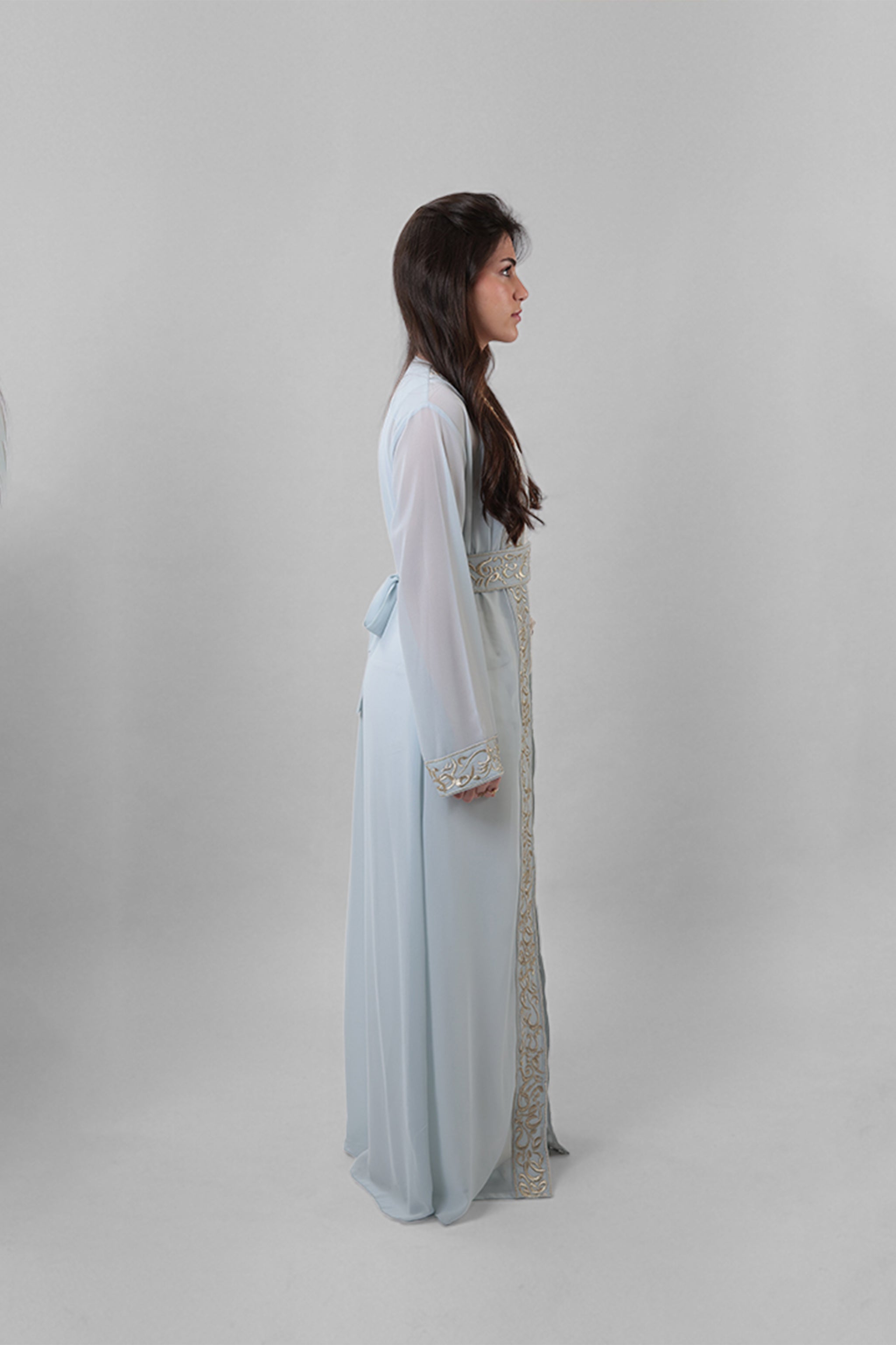 Atikah — Arabic Calligraphy Abaya | Sky-Blue