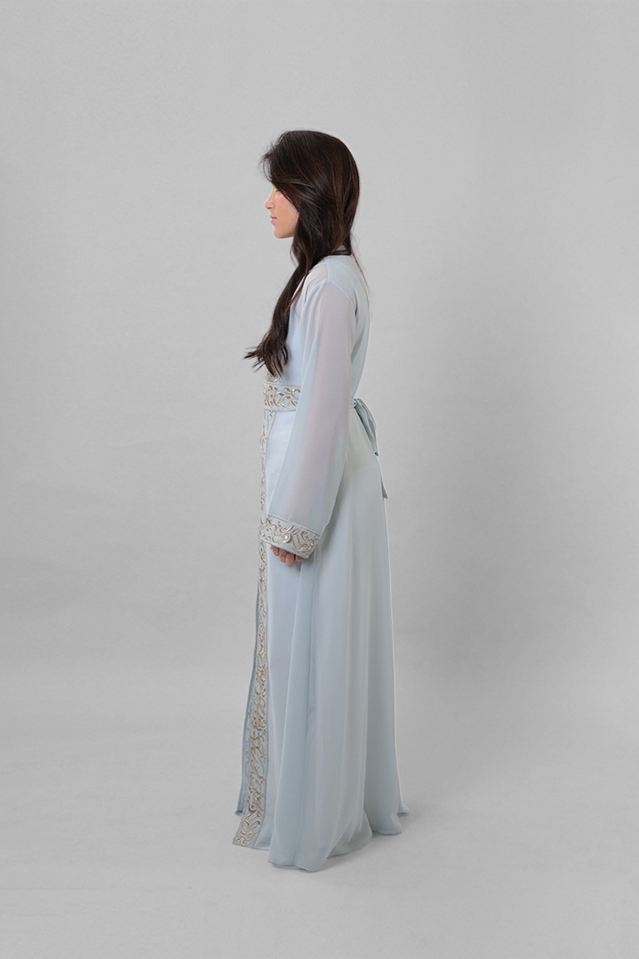 Atikah — Arabic Calligraphy Abaya | Sky-Blue