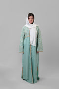 Khawla — Arabic Calligraphy Tatreez Abaya (Half Body) | Turquoise