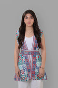 Zanbaq — Garden Tatreez Blue & White Jacket / Shawl
