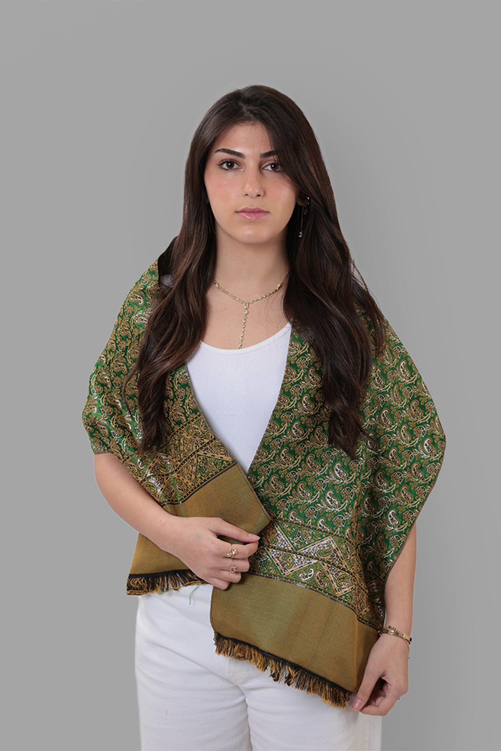 Adila — Damascus Mosaic Scarf | Green