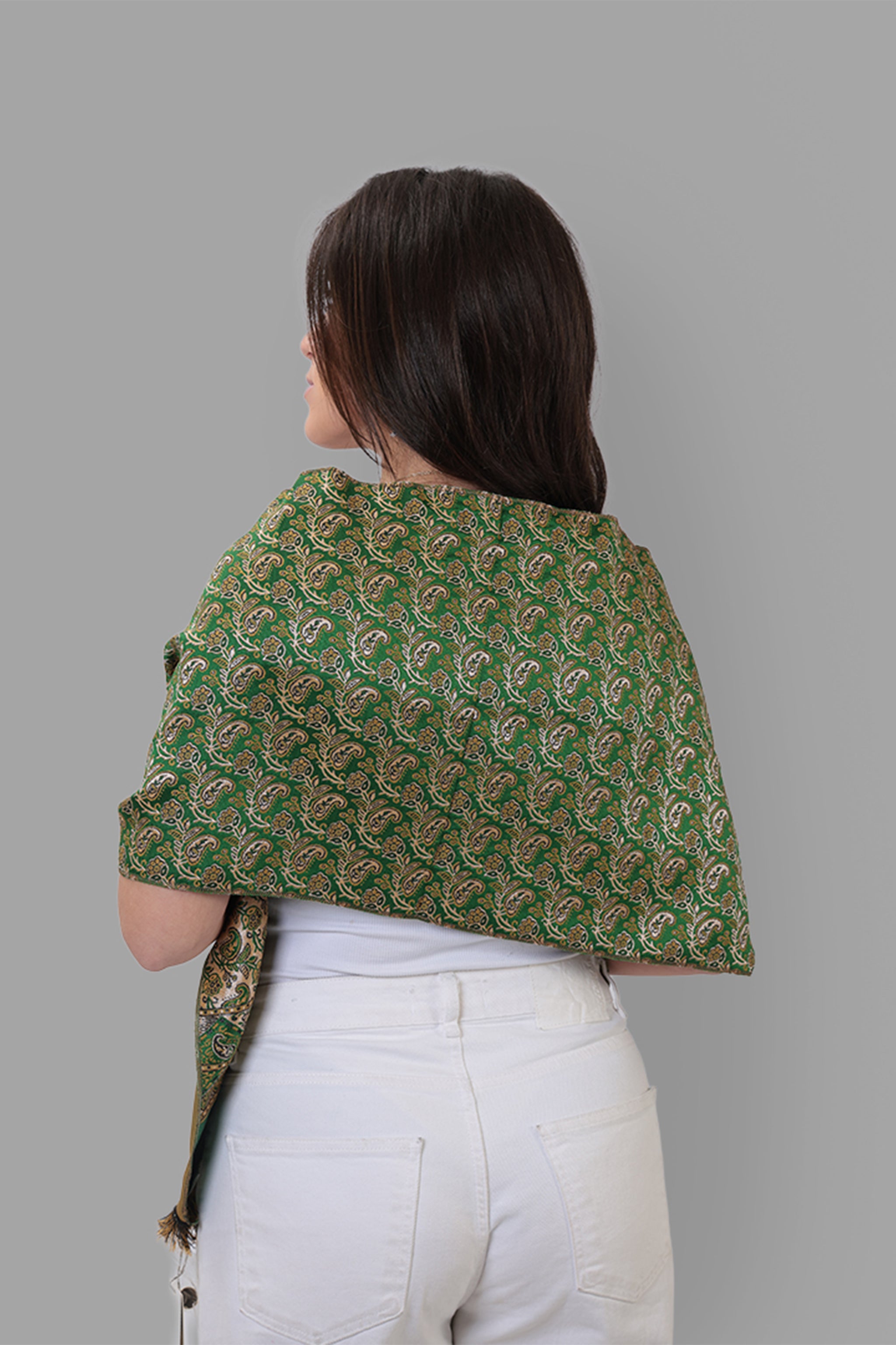 Adila — Damascus Mosaic Scarf | Green