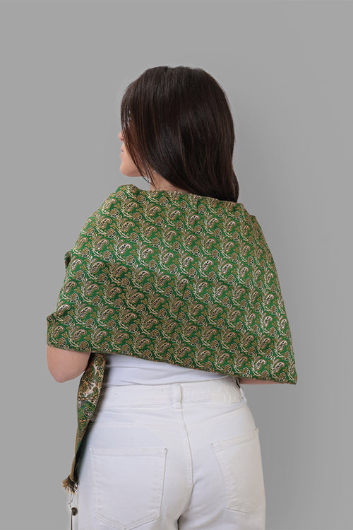 Adila — Damascus Mosaic Scarf | Green