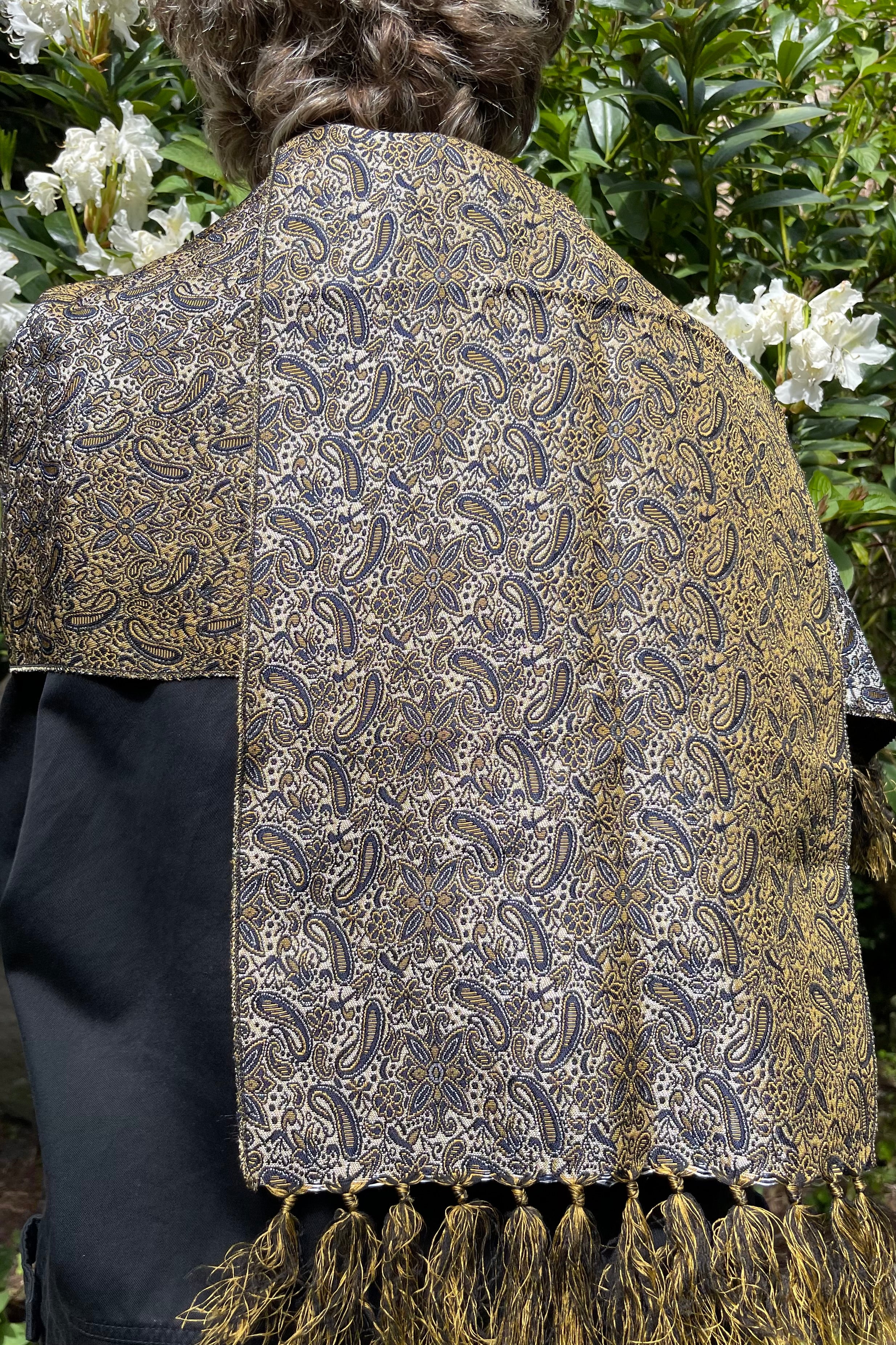 Adila — Damascus Mosaic Scarf | Navy