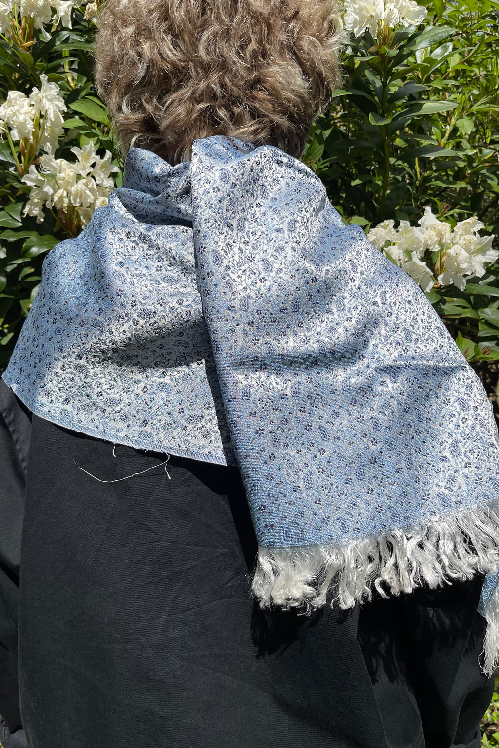 Elissar — Damascus Brocade Blend Scarf | Blue