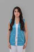 Narjis — Damascus Brocade & Sayeh Vest Jacket | Blue