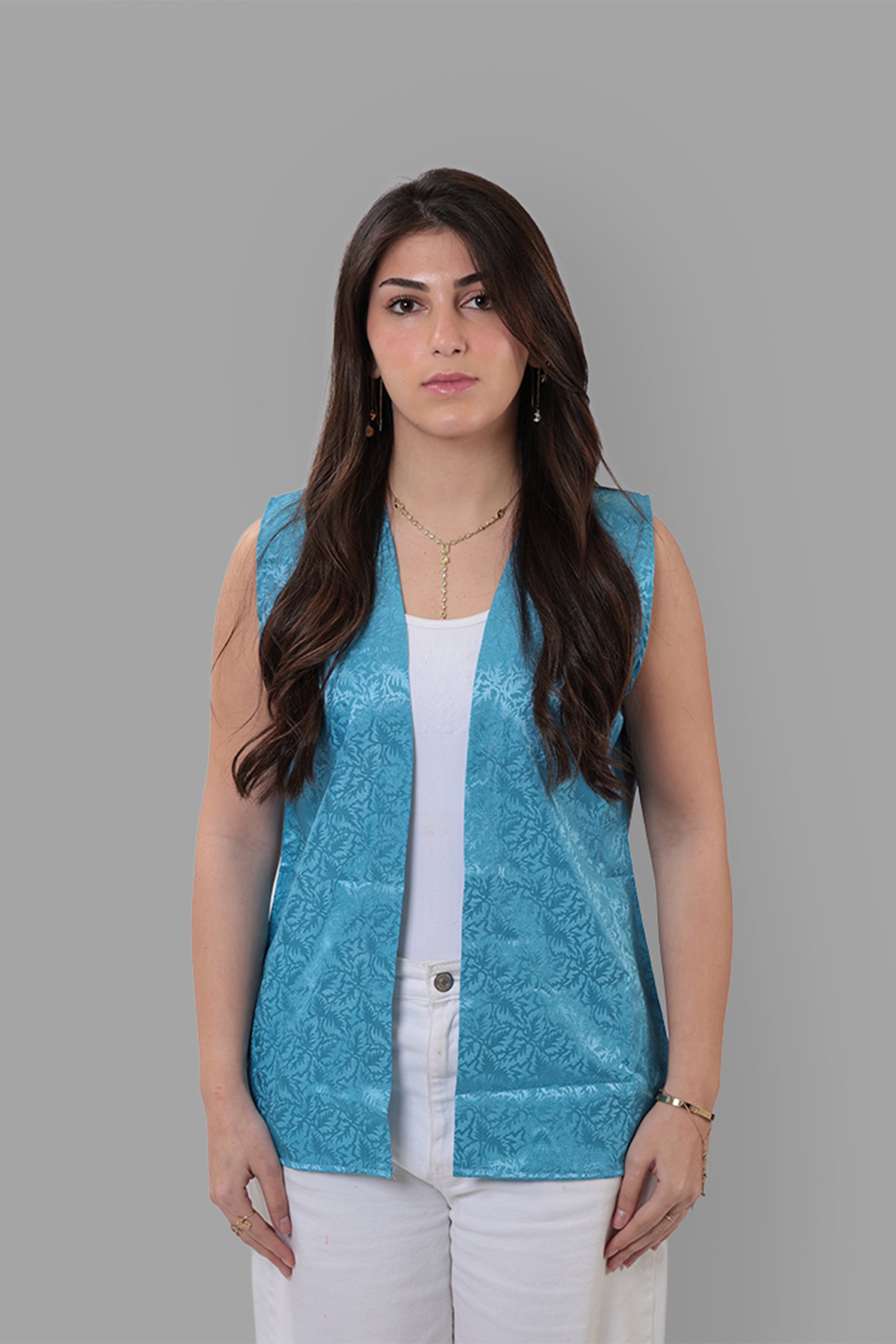 Narjis — Damascus Brocade & Sayeh Vest Jacket | Blue