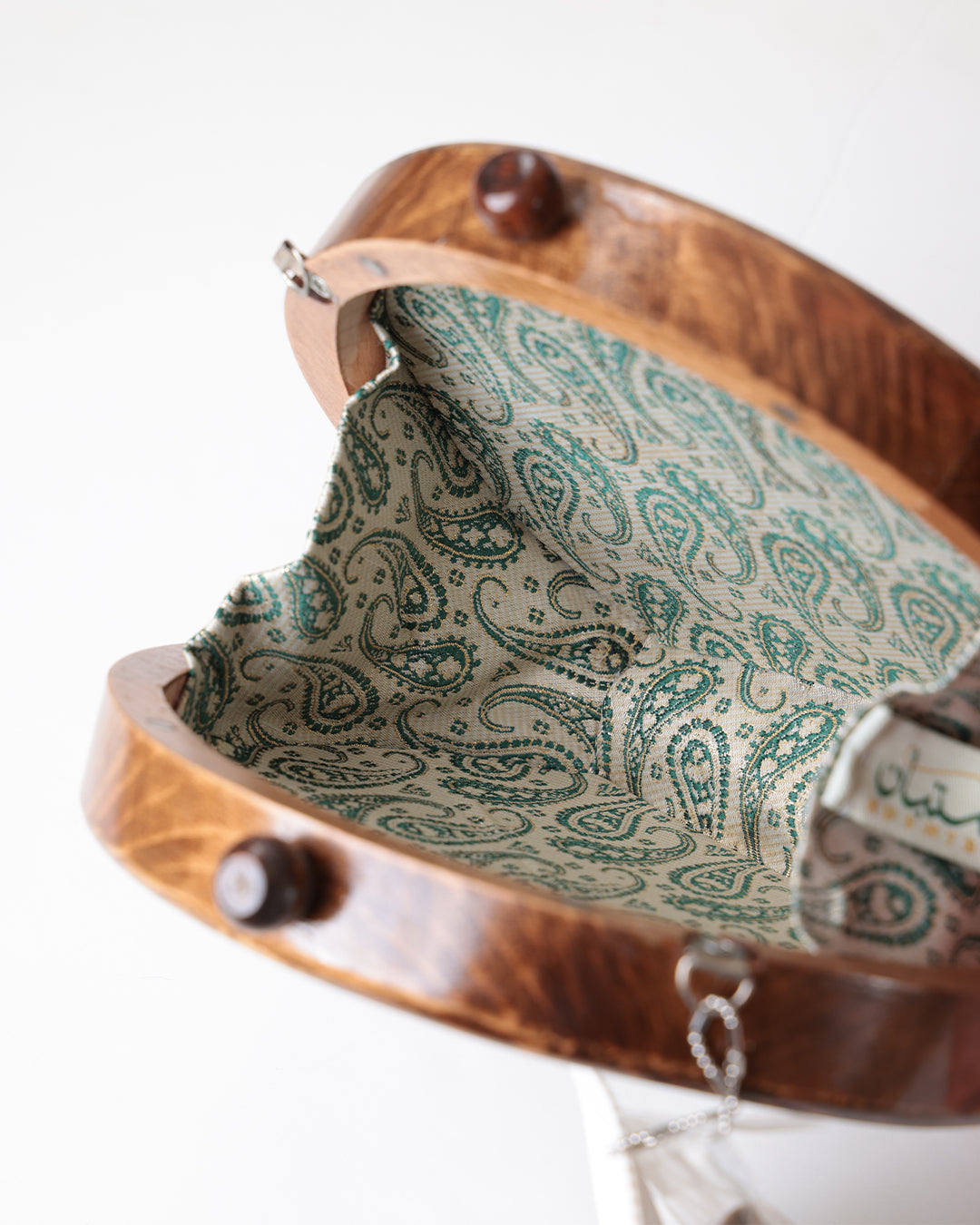 Sukayna III — Damascus Mosaic Wood & Seashell Handbag